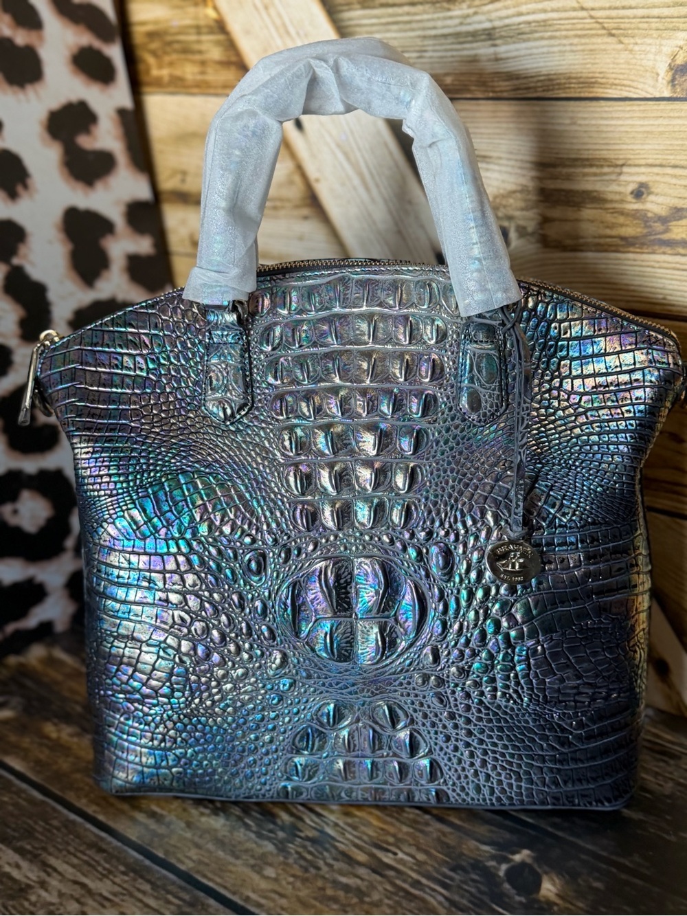 FIRM >>> Perfect EYE BRAHMIN LARGE DUXBURY MOTHER OF PEARL IRIDESCENT HTF